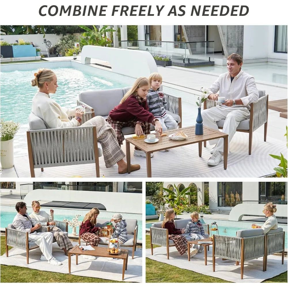 HUANZHUANG Outdoor Patio Deep Seating Set With Rope