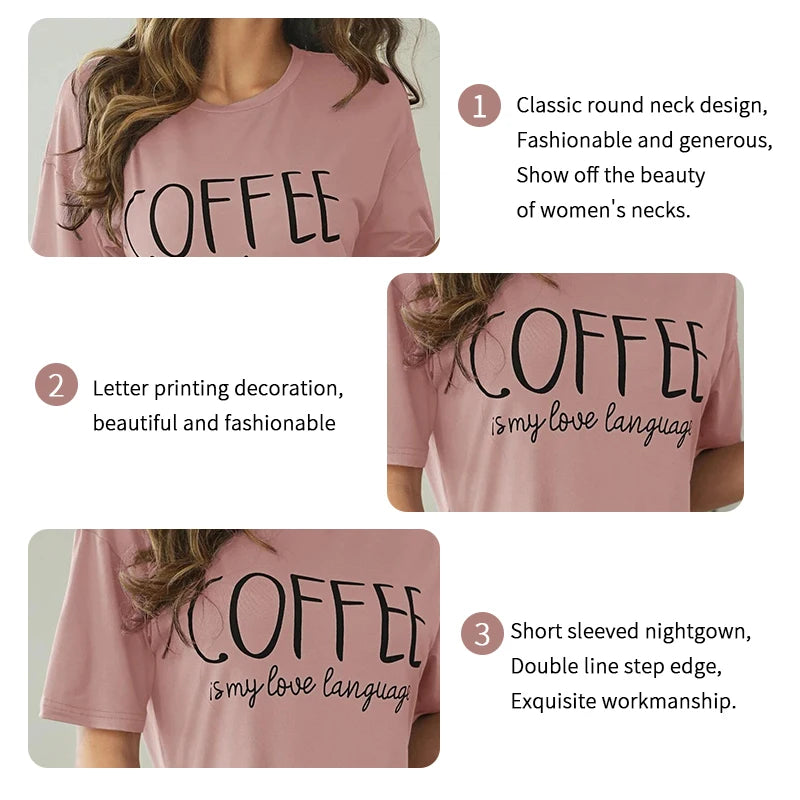 Casual Slogan Print Nightdress For Women Relaxed Sleepwear Dress