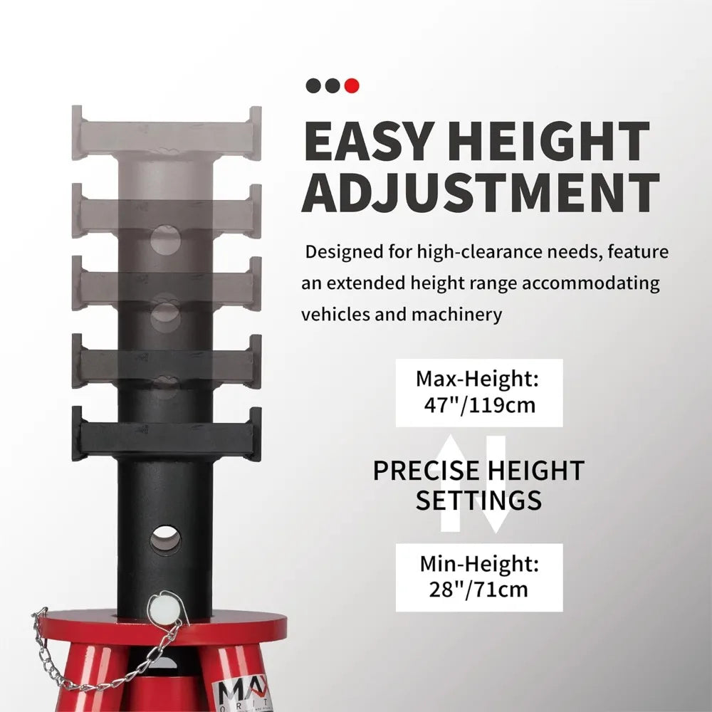 Heavy-Duty Pin Type Adjustable Jack Stands For Trucks And Equipment