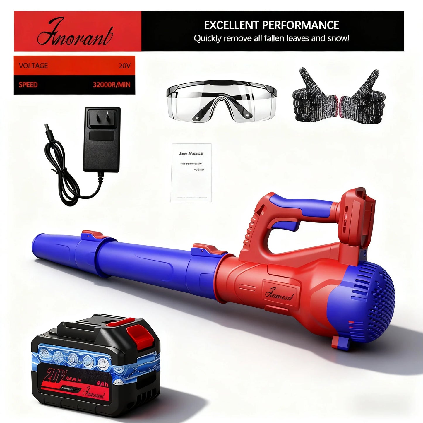 Cordless Leaf Blower With 2 Batteries And Fast Charger