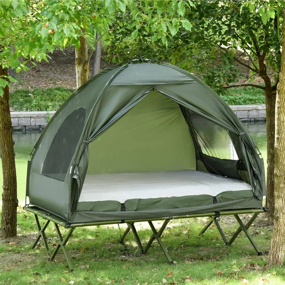 Foldable Camping Cot with Tent and Air Mattress Combo Set
