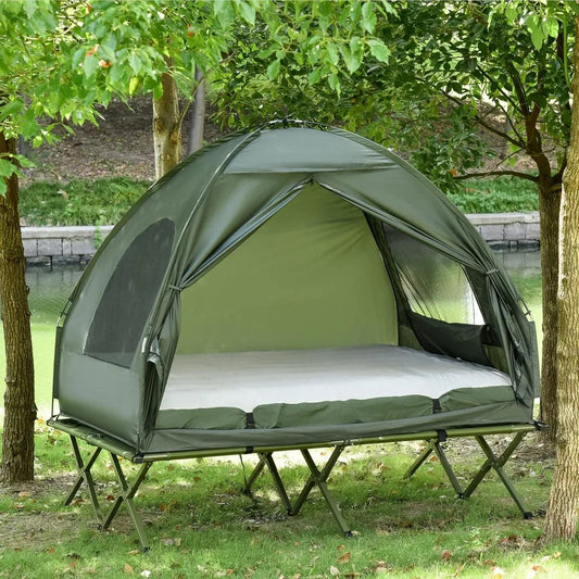Foldable Camping Cot with Tent and Air Mattress Combo Set