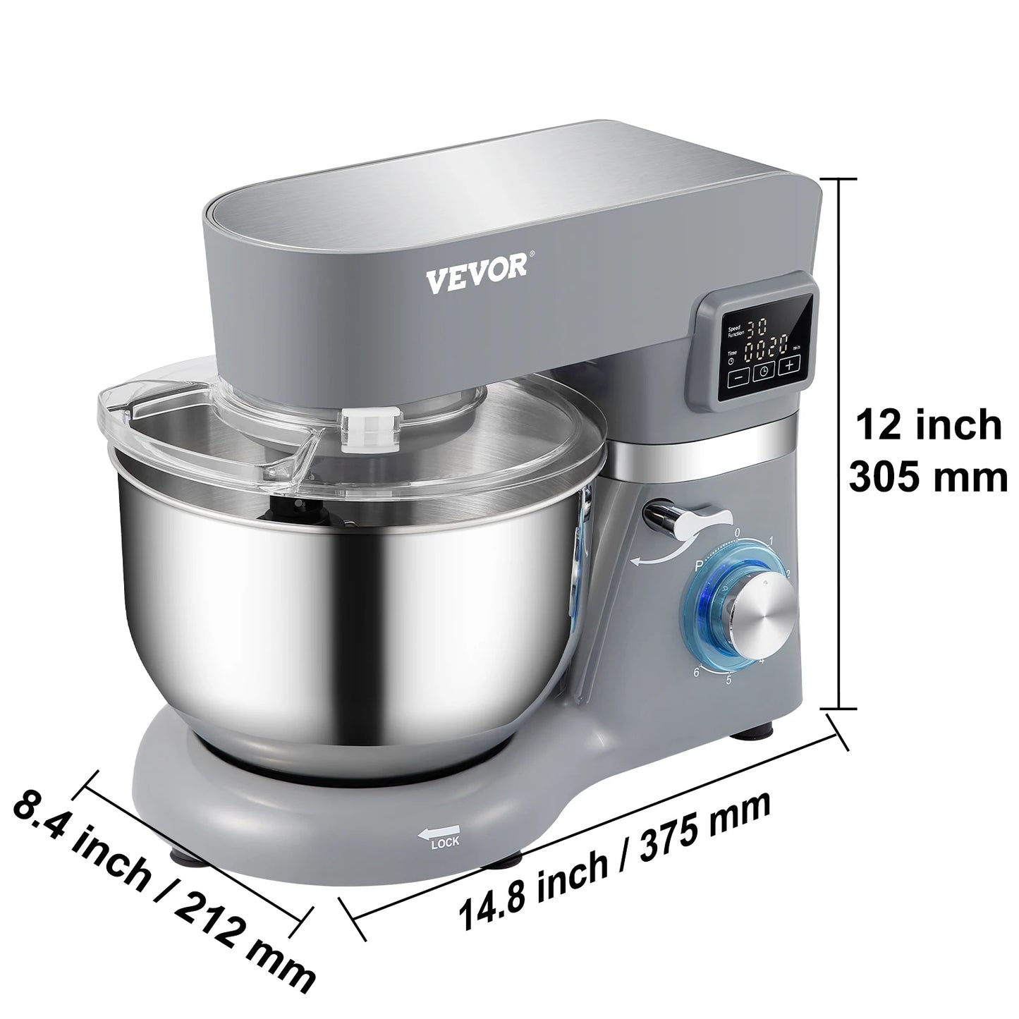 VEVOR 5.5 7L Electric Stand Mixer With 6 Speeds And LCD Screen