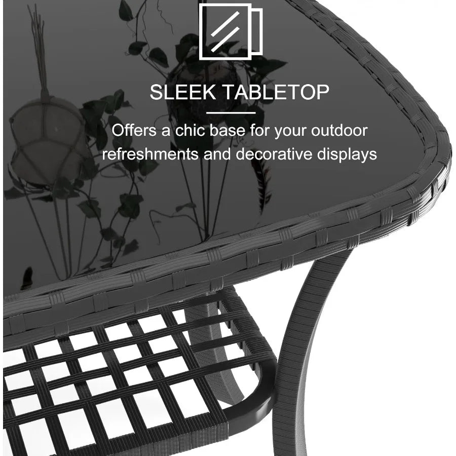 Hign Concerned 4 Piece PE Rattan Set Glass Table Cushions