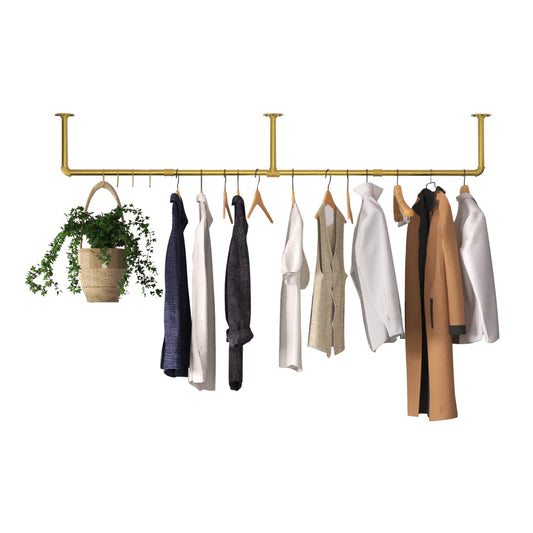 Wisfor Industrial Pipe Metal Clothes Rail Wall Mounted Rack