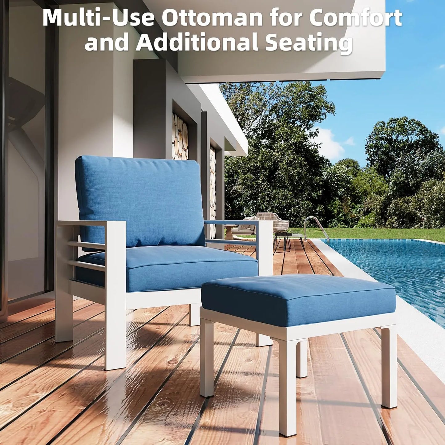 XMSJ 7 Piece Aluminum Patio Furniture Set With Coffee Table