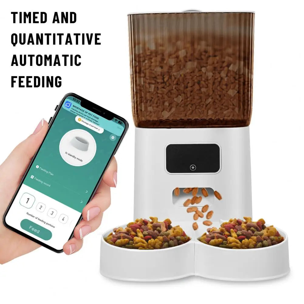 Smart Pet Feeder With WiFi Remote Control And Dual Bowls