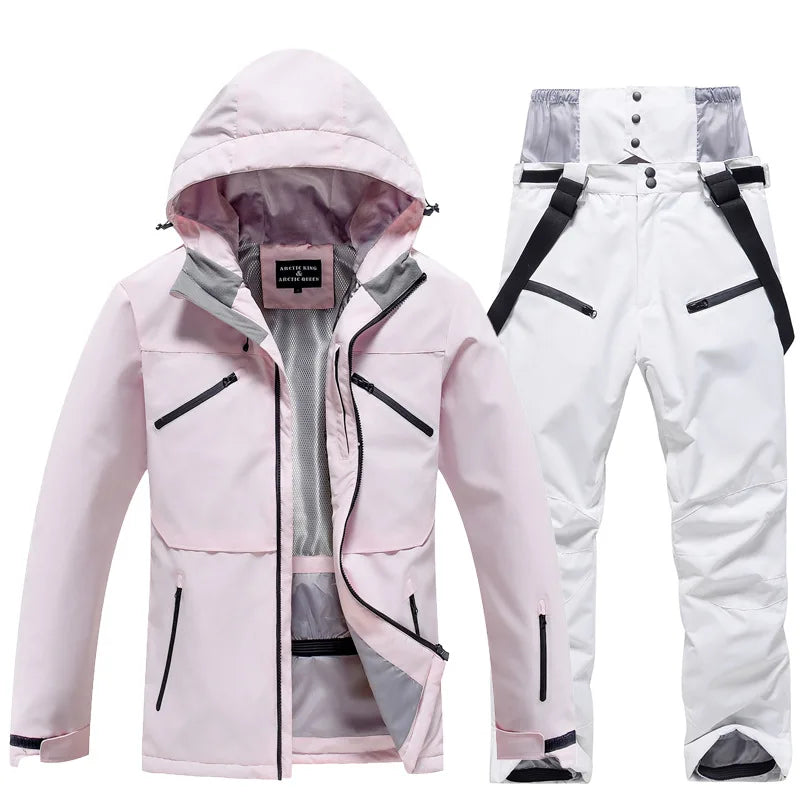 Arctic Queen Women's Ski Suit Hooded Waterproof Windproof Jacket Pants