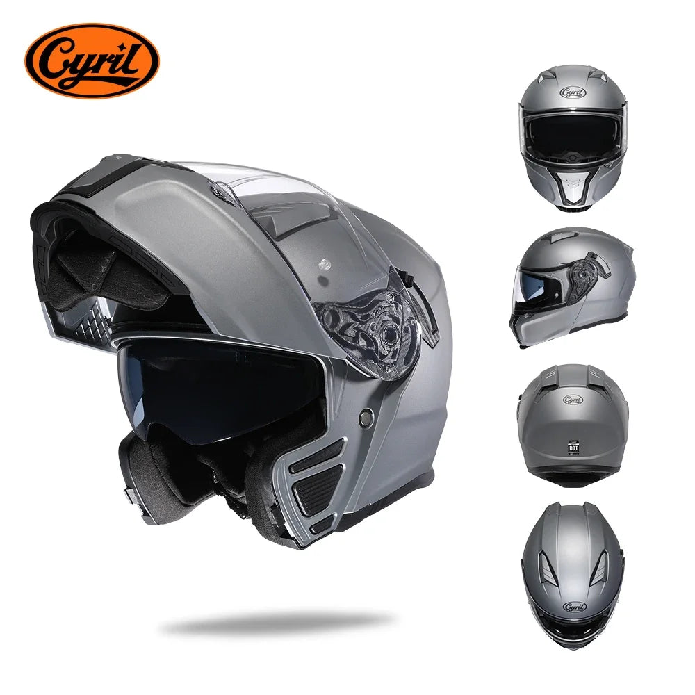 CYRIL Dual Visor Modular Motorcycle Helmet DOT Approved