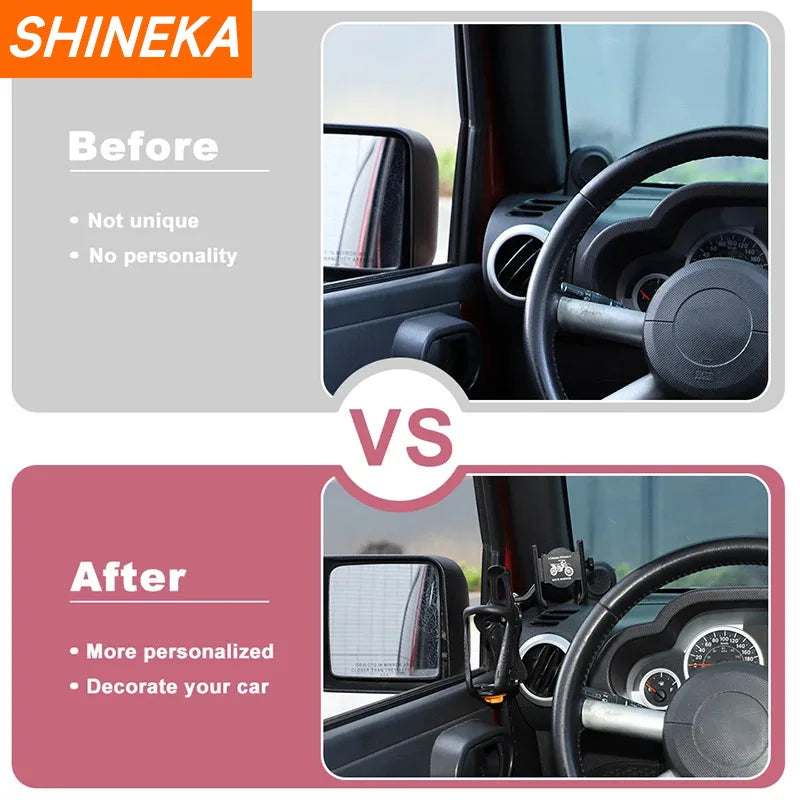 Shineka Jeep Wrangler Front Door Cup Holder And Phone Mount