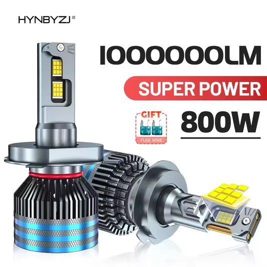 Hynbyzj 800W Ledcanbus Headlightbulb For H4 H7 H11 H13