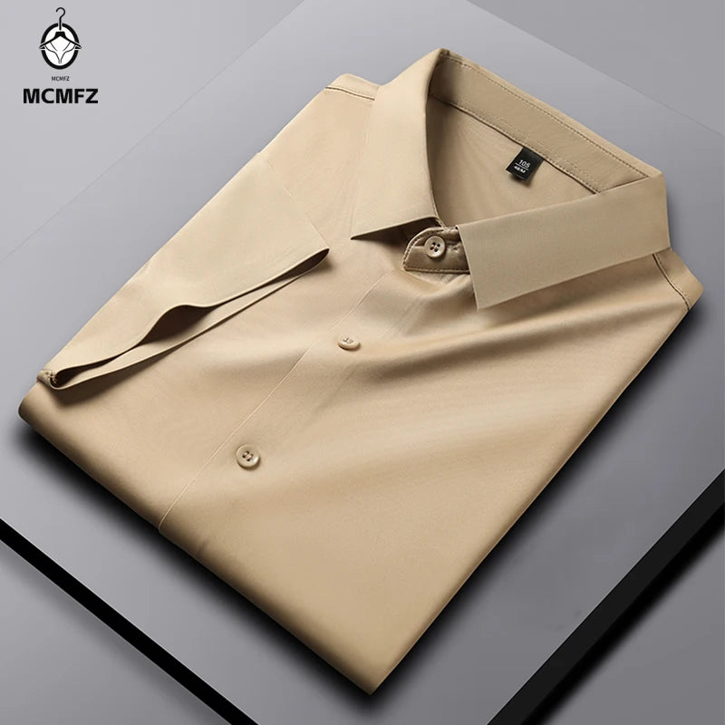 Men's Business Casual Short Sleeve Solid Color Shirt