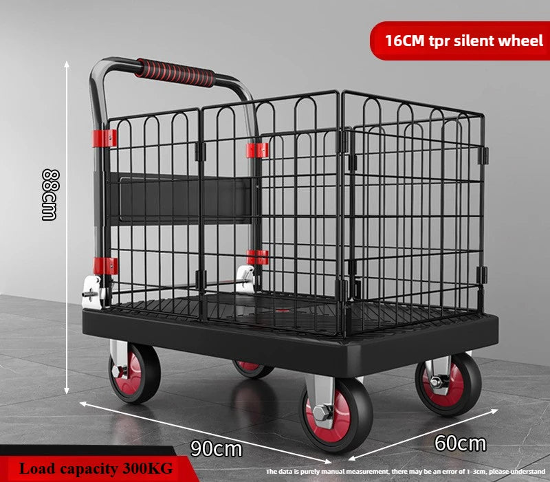 Choice Fence Flatbed Cart Folding Silent Trolley Wheeled