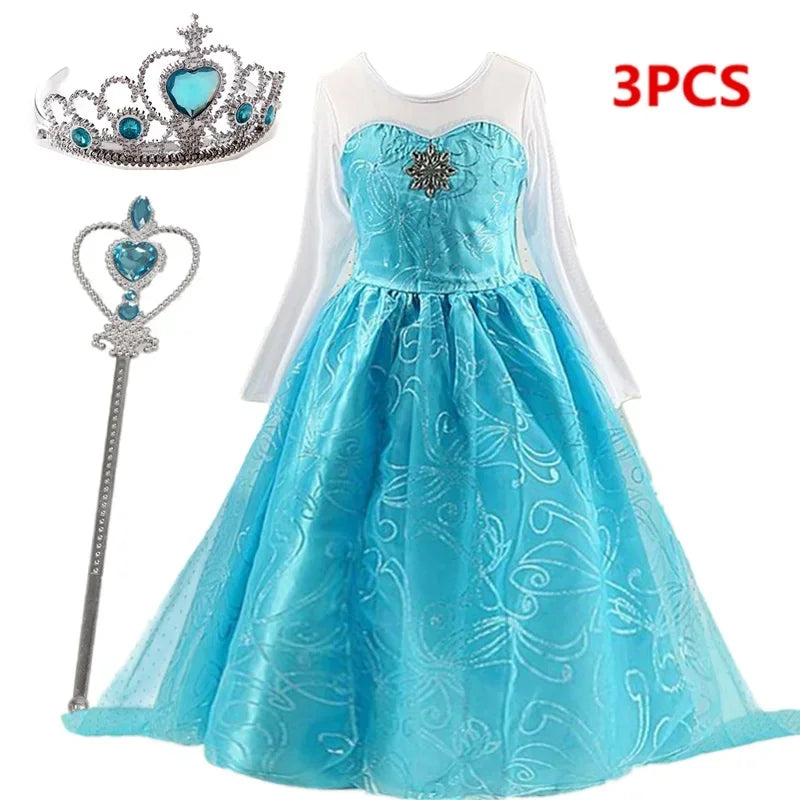 Girls Snow Queen Elsa Costume for Carnival Party Fun