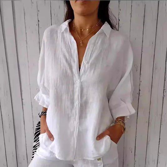 CN Guangdong Cotton Linen Womens T Shirt Loose Fit Top