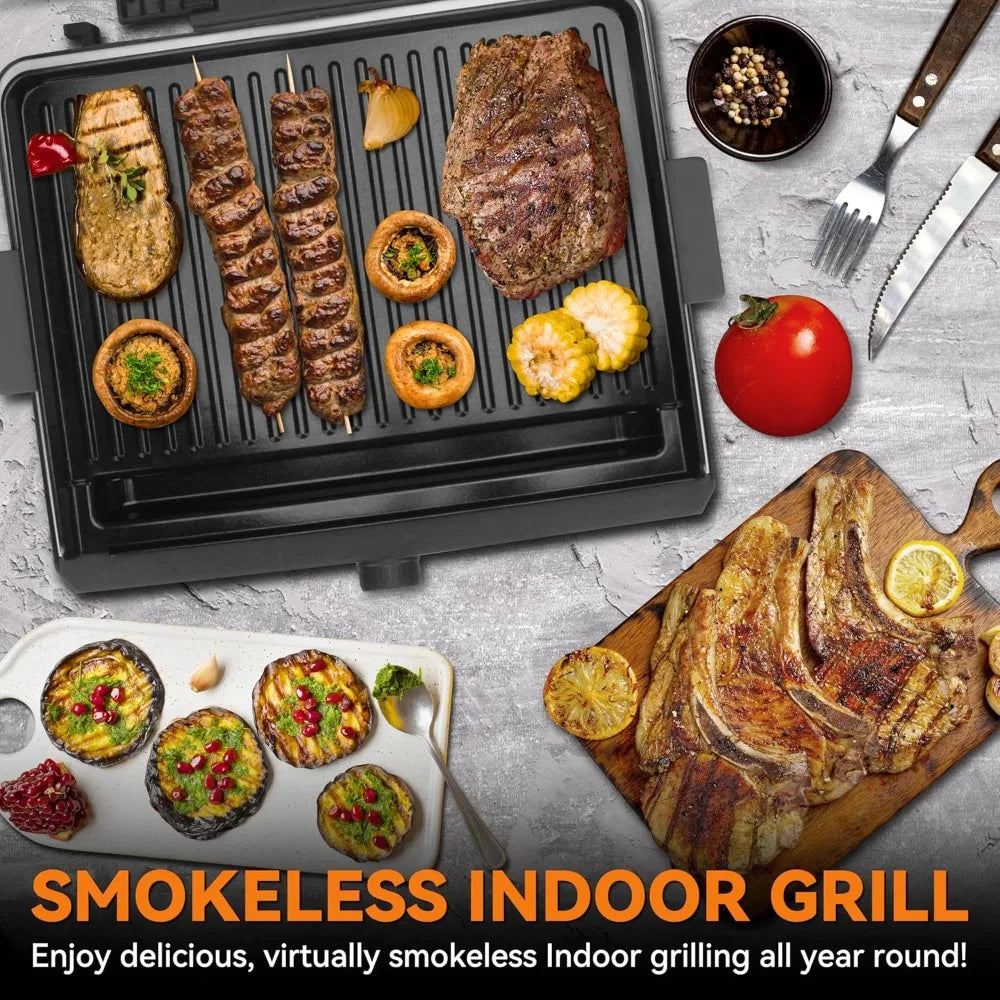 Baker's Friend Smokeless Indoor Grill With RemovablePlates PortableElectricGrillSystem