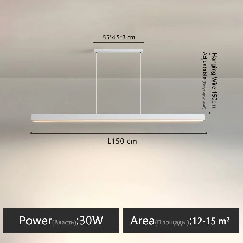 Modern Dining Room Chandelier LED Linear Pendant Light for Dining Table Kitchen Bar