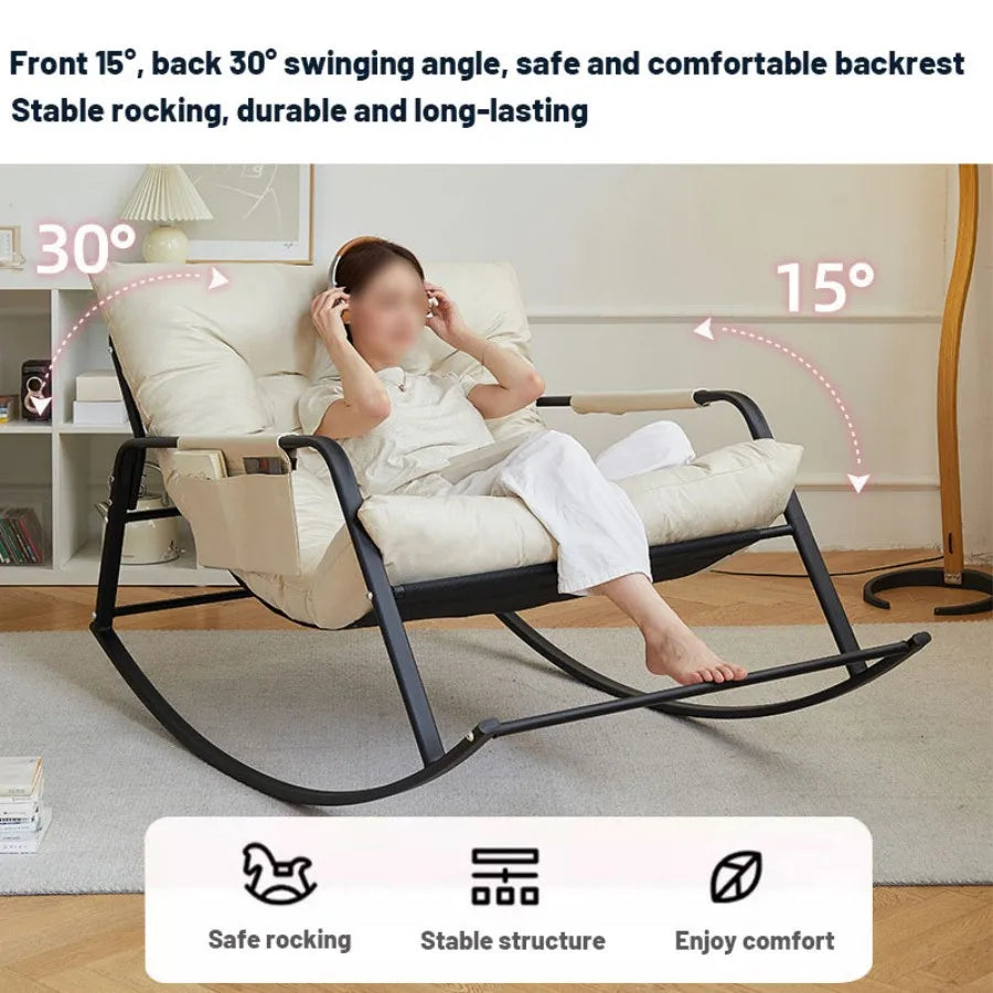 Comfortable Oversized Rattan Rocking Chair For Outdoor Relaxation