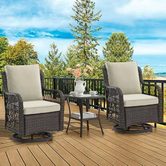 RBXCHign Outdoor Swivel Rocker Chair Set With Side Table