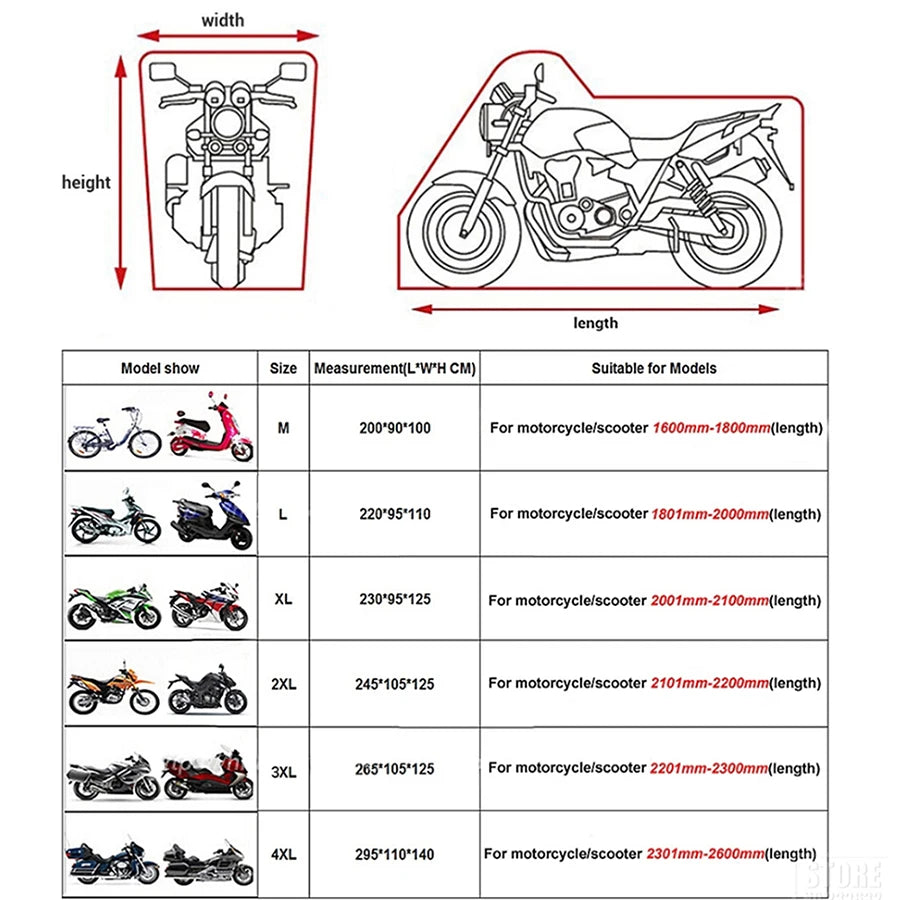 AutoJUSHIDAHAO Universal UV Waterproof Motorcycle Cover