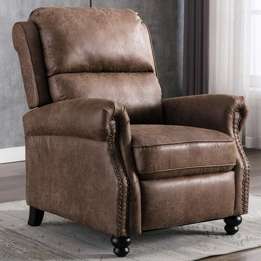 XMSJ Pushback Recliner Chair Faux Leather Armchair Rivet