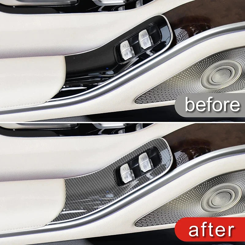 Carbon Fiber Window Lift Panel Cover for Mercedes Benz S Class