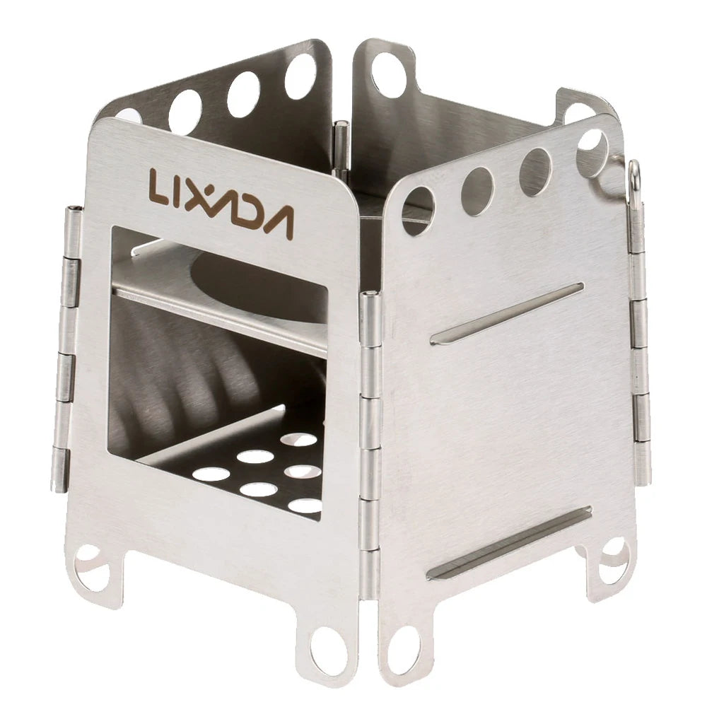 Portable Stainless Steel Folding Wood Stove for Outdoor Cooking
