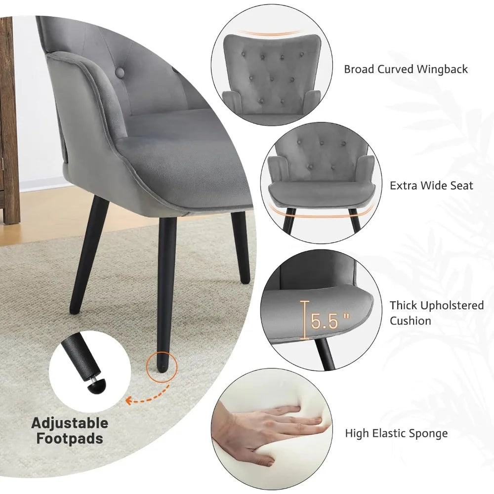 Modern Velvet Tufted Wingback Accent Chair for Cozy Lounging