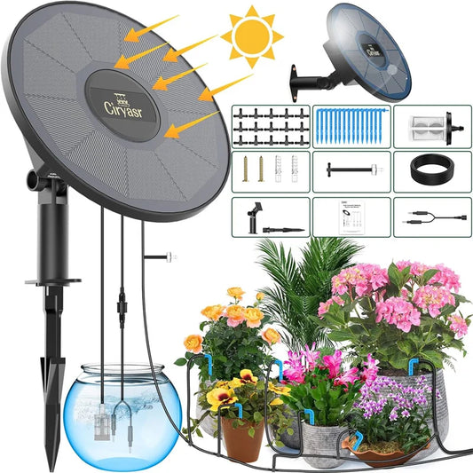 Solar Drip Irrigation System Automatic Watering System with 2200mAh Battery and 6 Timer Modes for Potted Plants