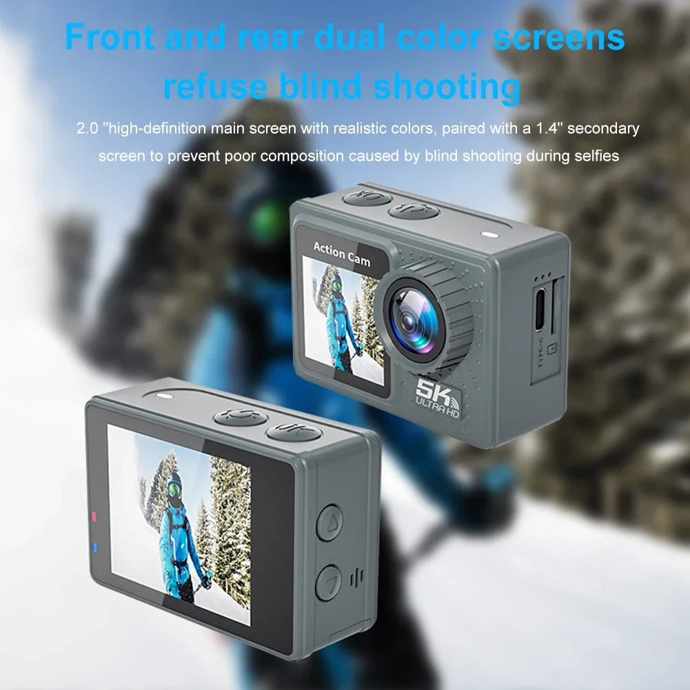 5K Action Camera with Dual Screen and Remote Control