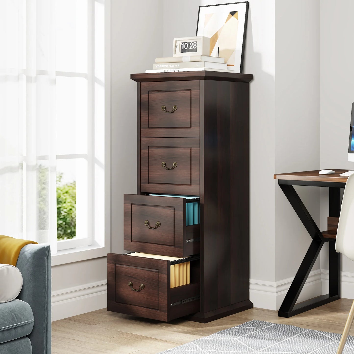 Tribesigns Four Drawer Wood Filing Cabinet for Home Office