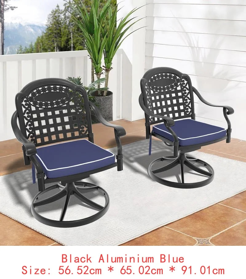 Durable Outdoor Cast Aluminum Patio Swivel Chair Set