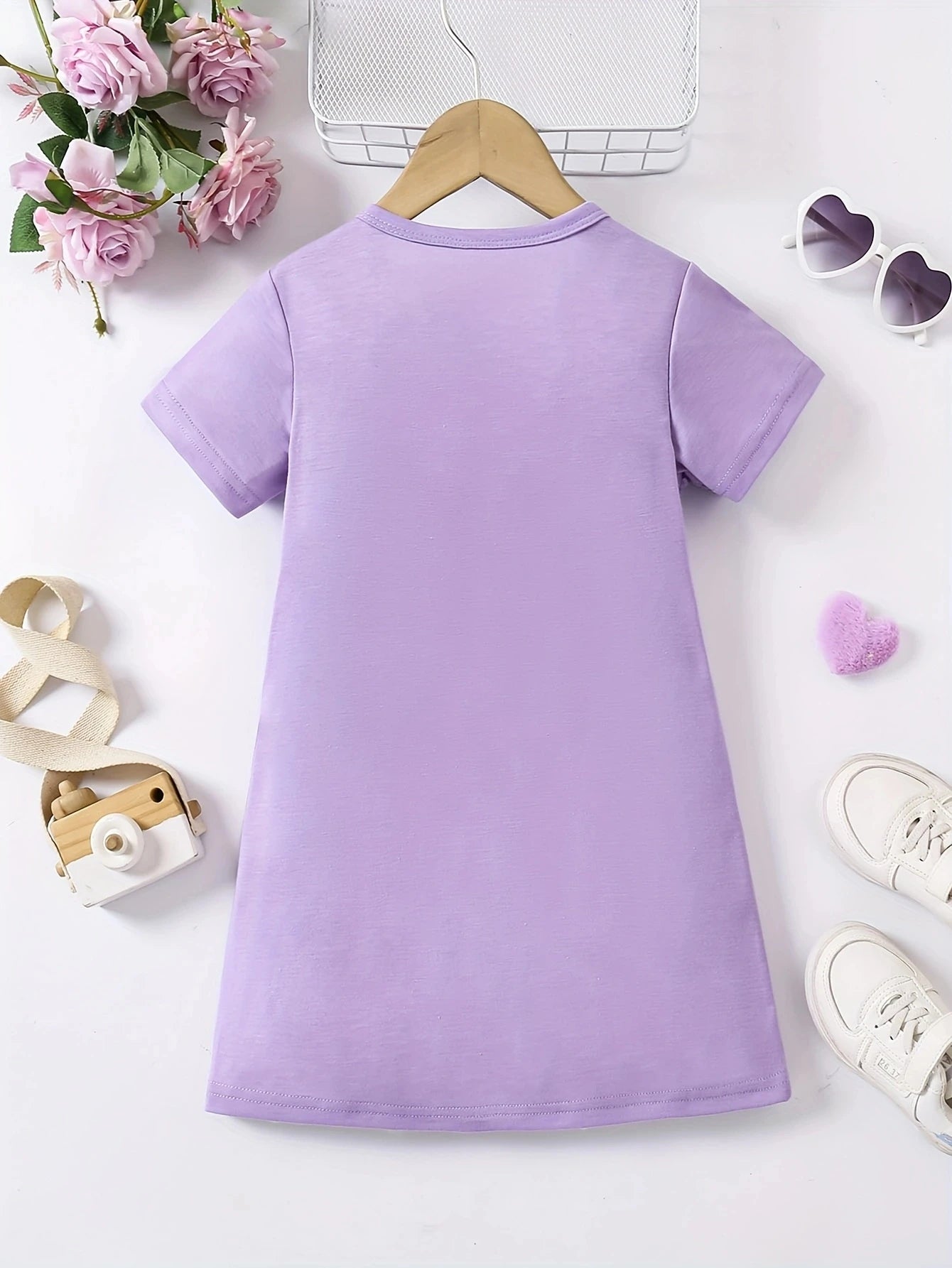 Girls Casual Dress with Capybara Cartoon Animal Print