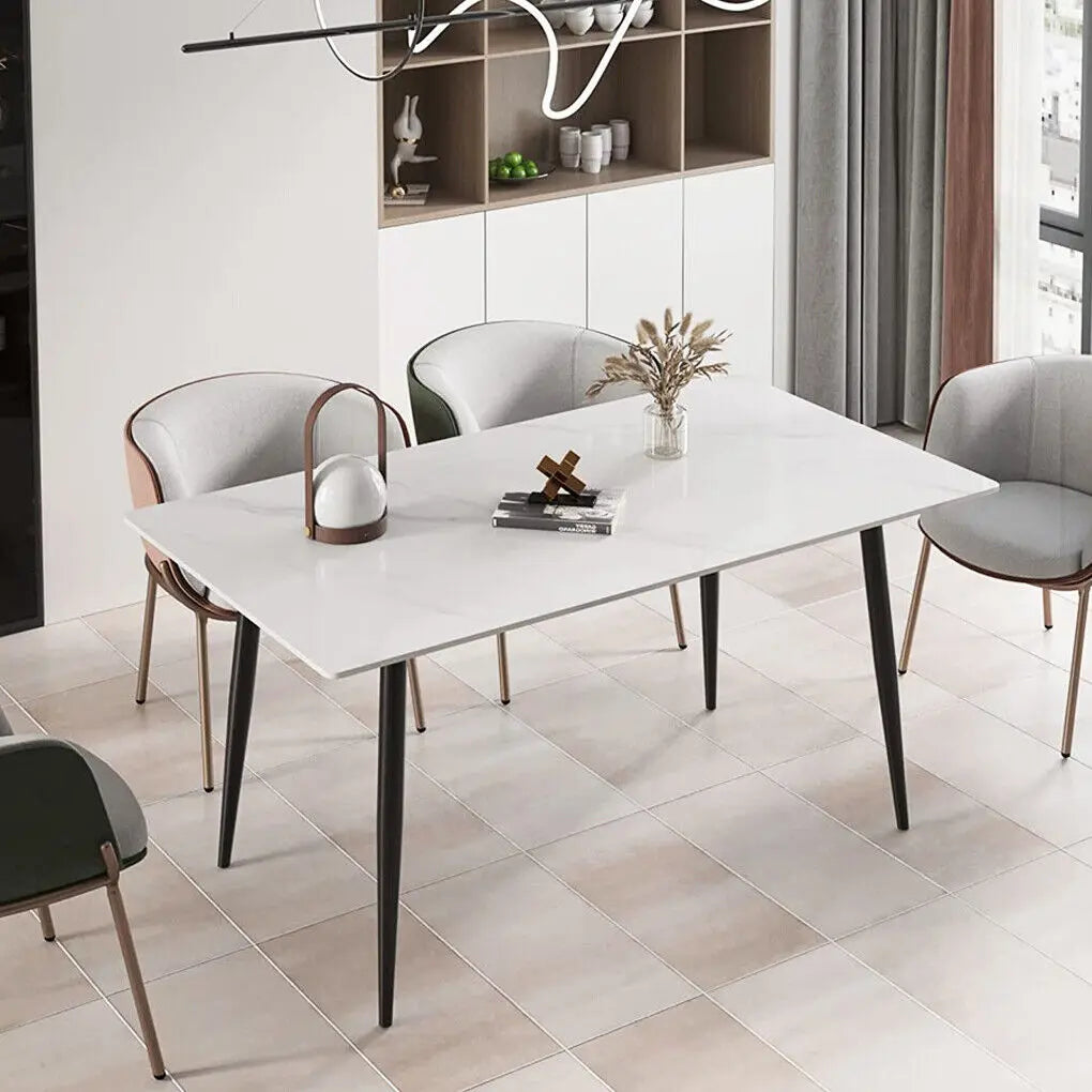 Modern Marble Dining Table with Metal Frame for Stylish Dining