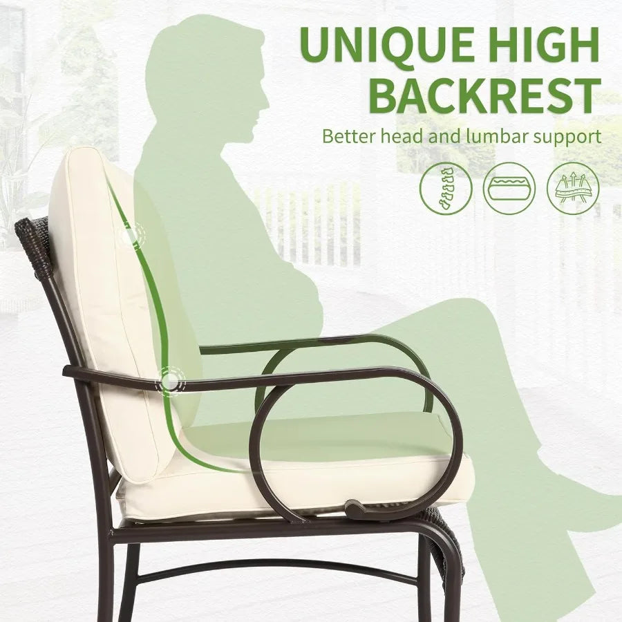 Hign-concerned Patio Bistro 3-Piece Rattan Conversation Set