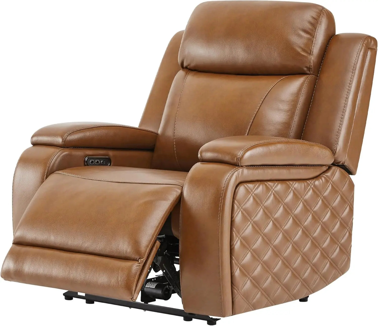 HUANZHUANG Genuine Leather Power Recliner With Power Headrest