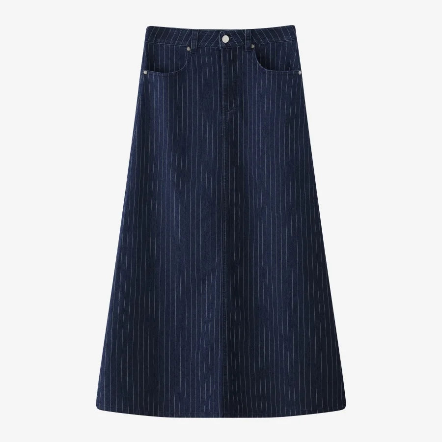 Trendy Pinstripe Denim Skirt for Stylish Women Fashion