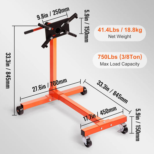 VEVOR Engine Stand 750 1300 1500 Pounds Rotating Motor Stand