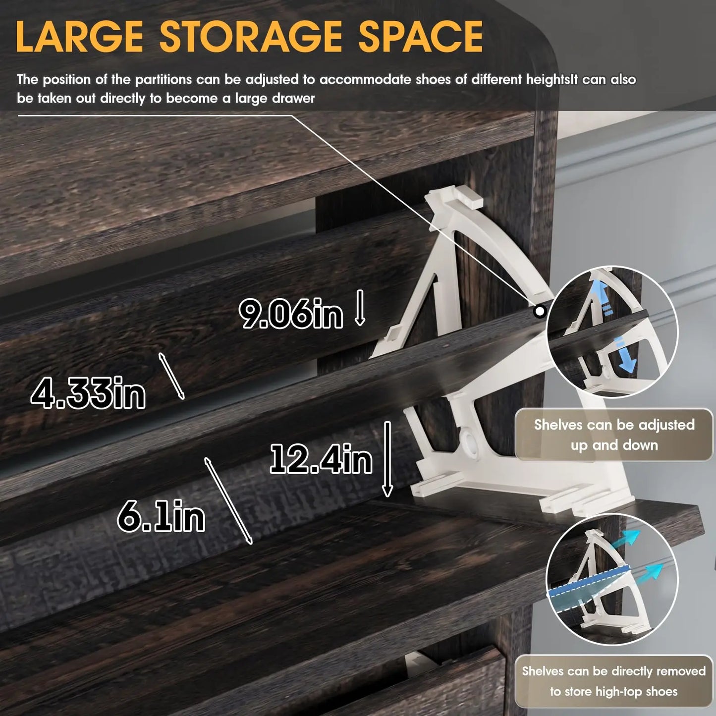 Modern Shoe Cabinet with 3 Flip Drawers for Entryway Storage