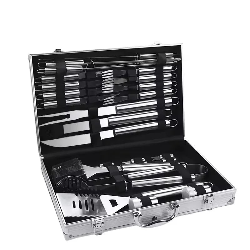 Stainless Steel BBQ Tool Set for Outdoor Grilling Enthusiasts
