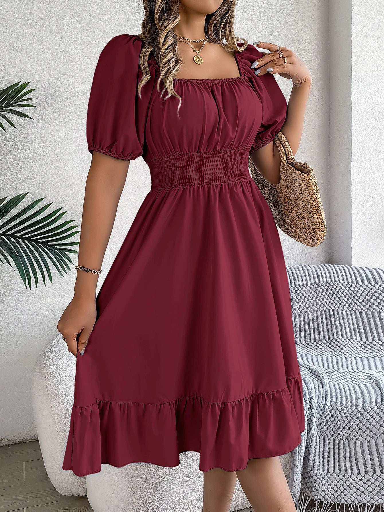 LUSMAYCN Elegant Spring And Summer High Waisted Dresses