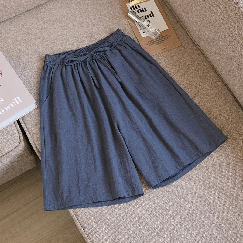 Women’s Casual High Waist Cotton Shorts with Pockets