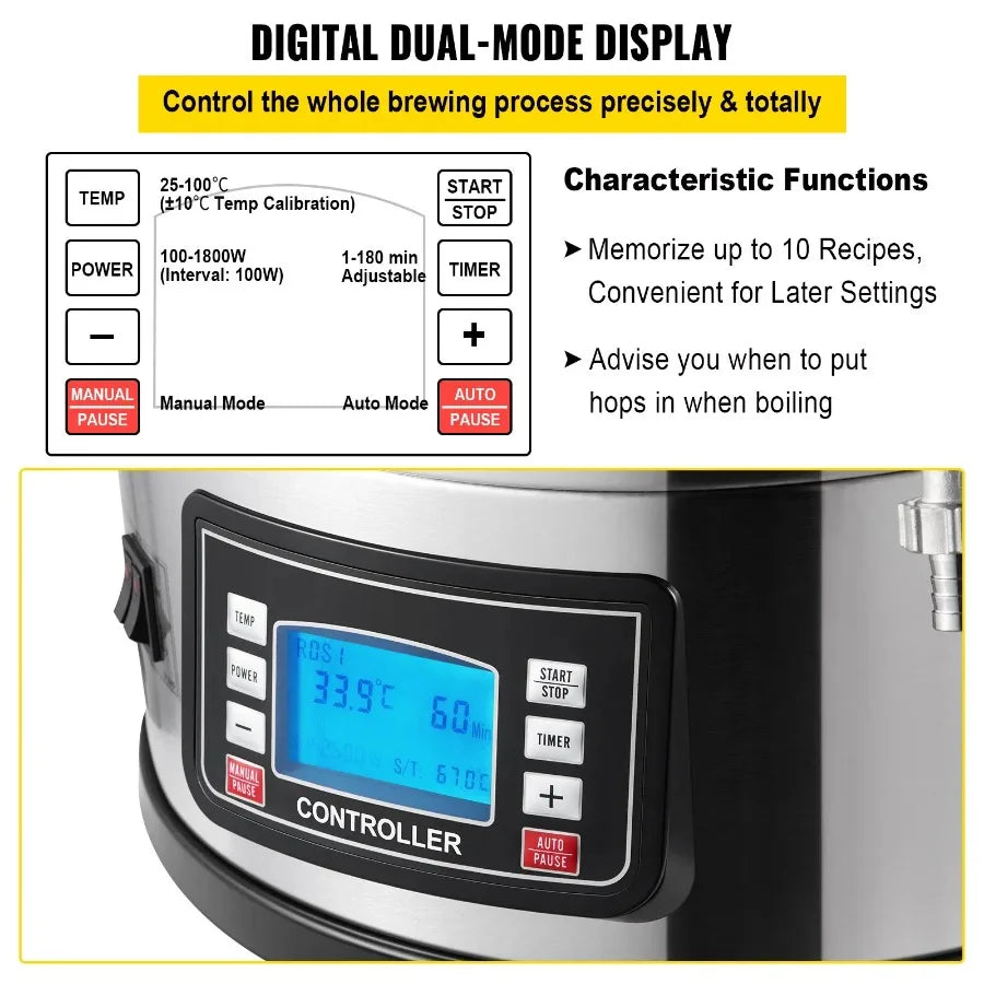 All-in-One Electric Beer Brewing System with Pump and Control Panel