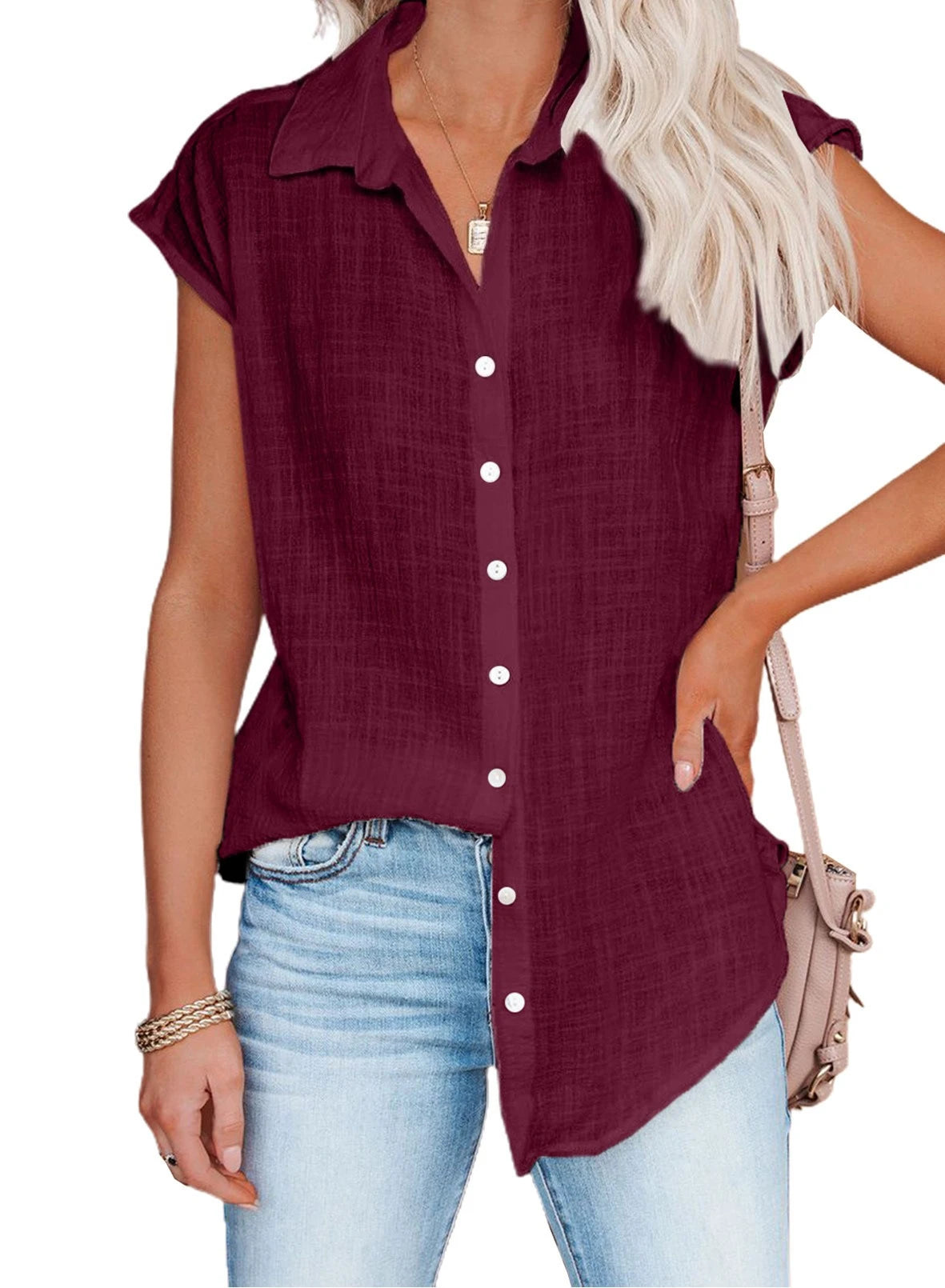 HallolillaCN Summer Cotton Linen Shirt Women Loose Top