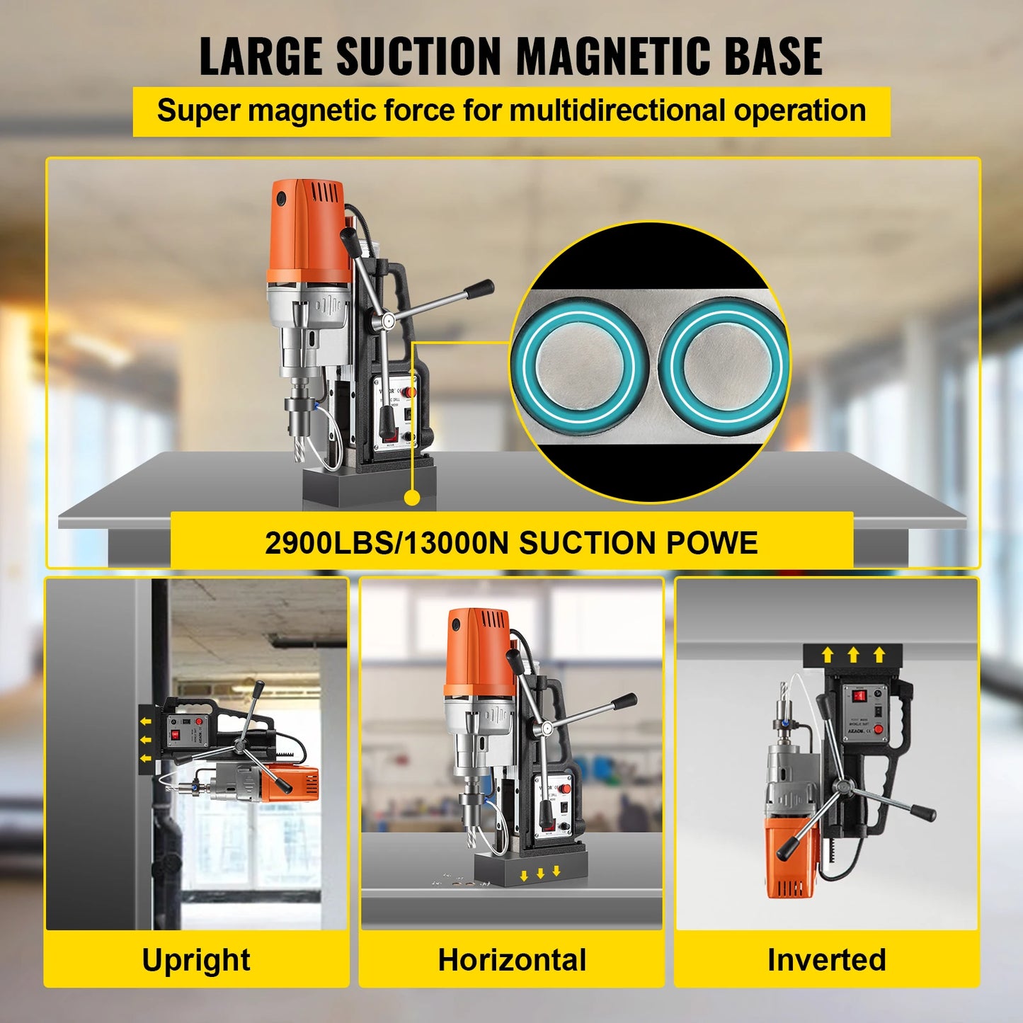 SucceBuy Magnetic Drill Press Kit 1680W Electric Drilling