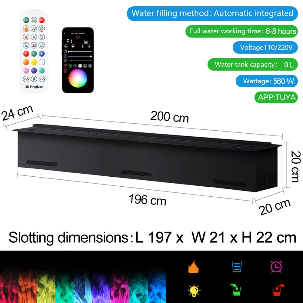 AFLYEVER Smart Atomization Fireplace With 3D Flame And Remote