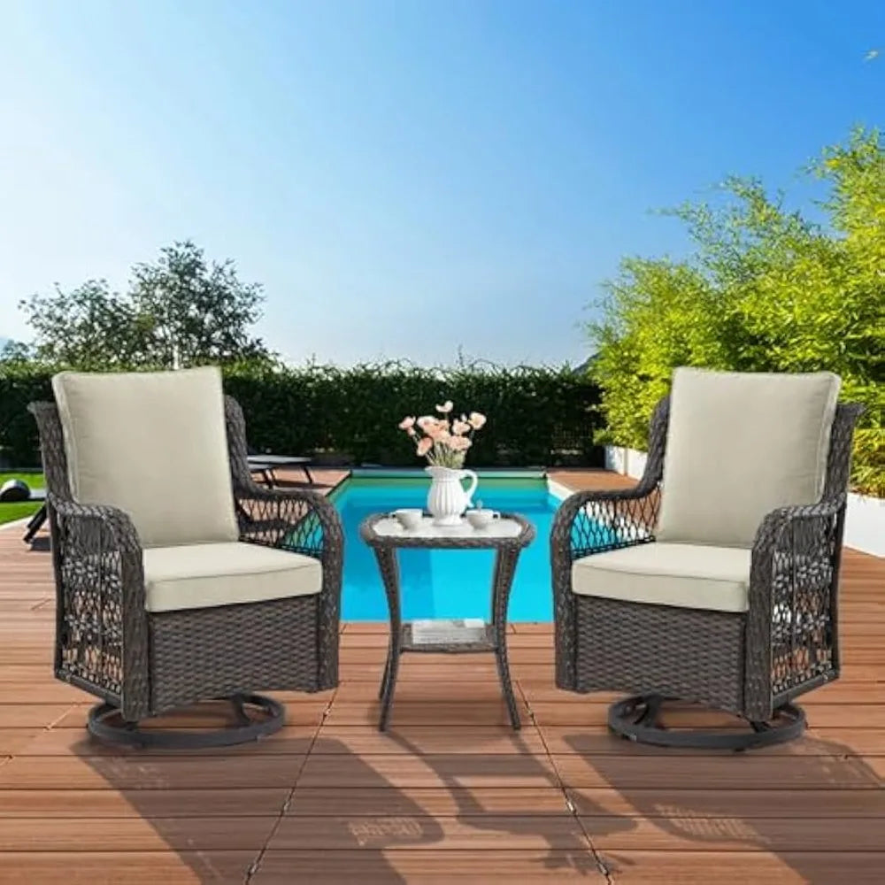 RBXCHign Outdoor Swivel Rocker Chair Set With Side Table