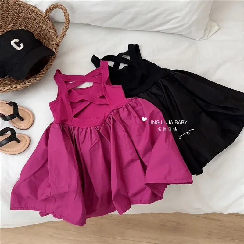Girls Back Hollow Sleeveless Summer Casual Dress