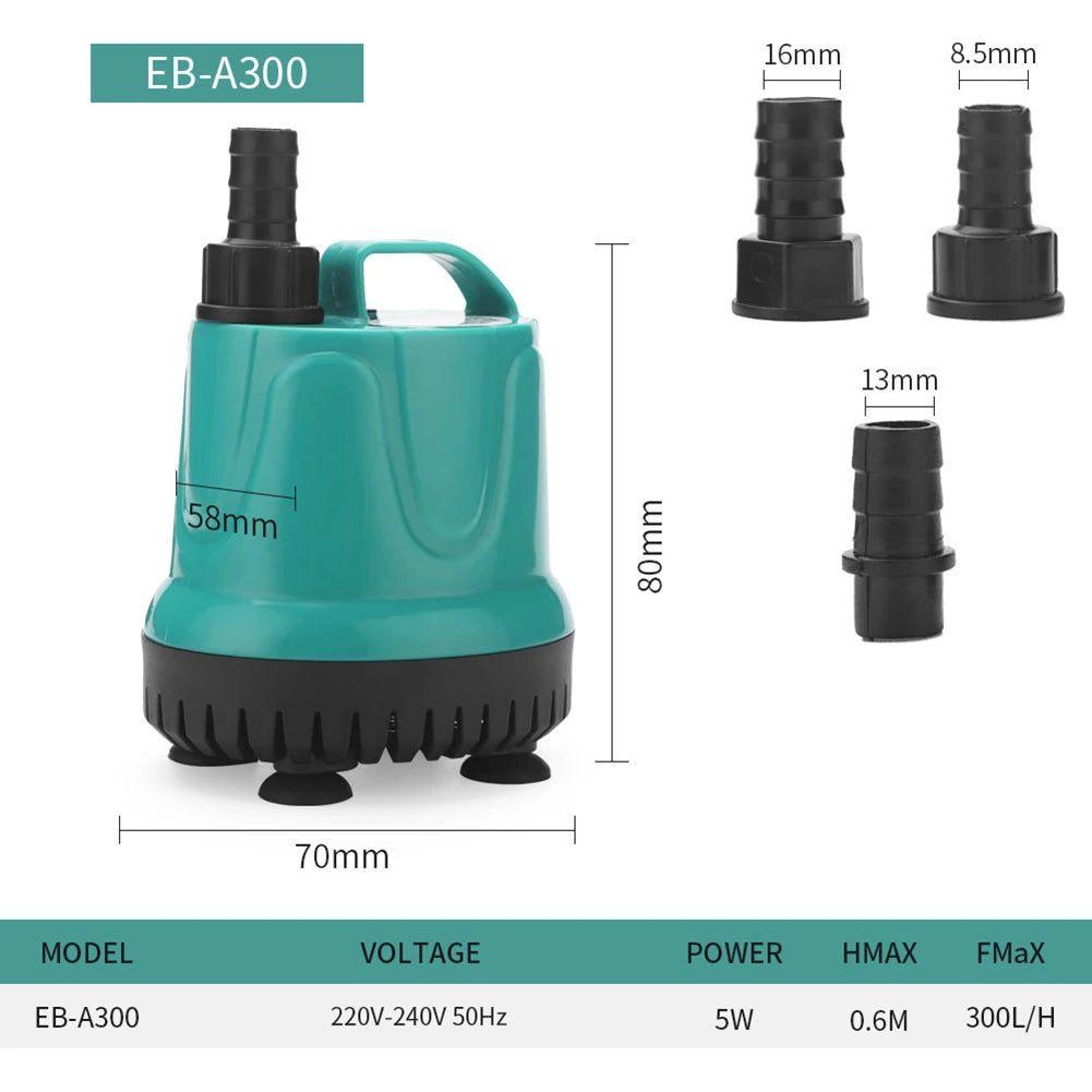 Ultra-Quiet Submersible Water Fountain Pump for Aquariums and Ponds