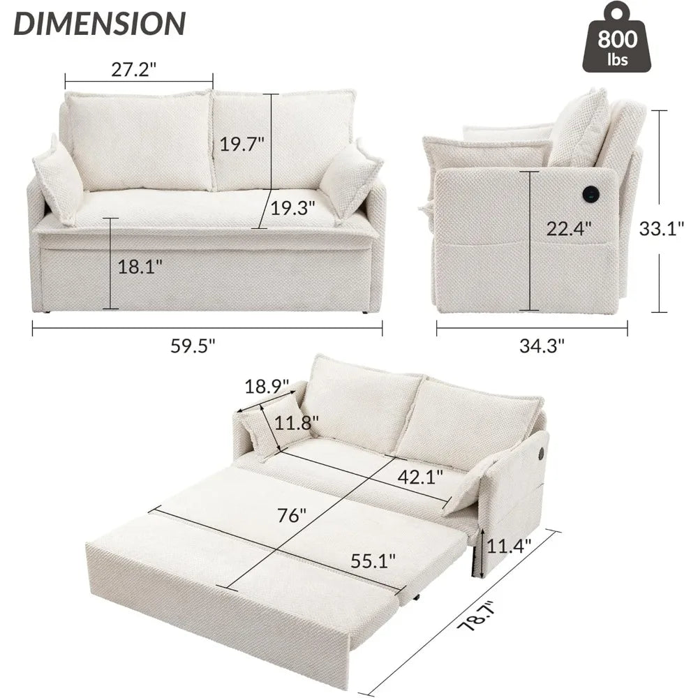 GUANGBAI 2 In 1 Queen Sleeper Sofa Bed Convertible Couch